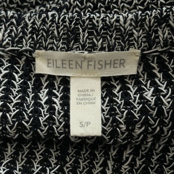 Eileen Fisher Melange Organic Linen Grain Jacket Small Cardigan Black White Snap - Picture 12 of 13